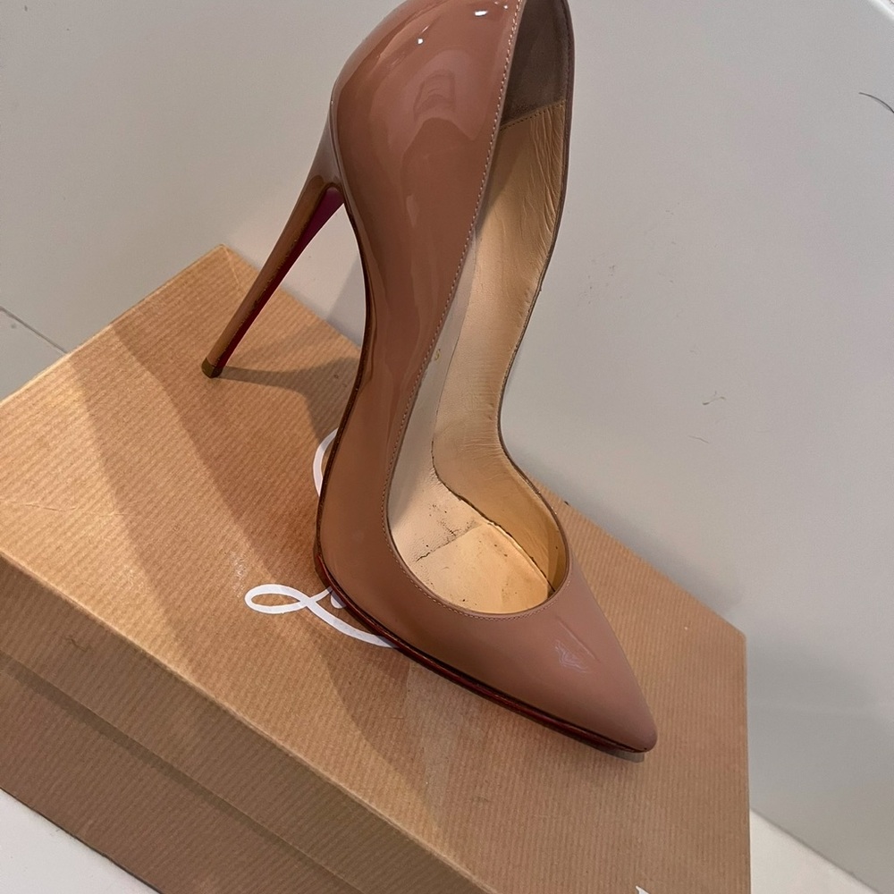 Christian Louboutin Tan Heels with Red Soles